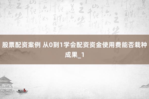 股票配资案例 从0到1学会配资资金使用费能否栽种成果_1