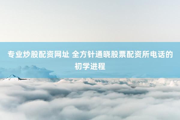 专业炒股配资网址 全方针通晓股票配资所电话的初学进程