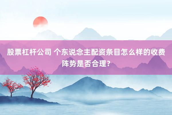 股票杠杆公司 个东说念主配资条目怎么样的收费阵势是否合理？
